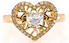 .75CT WHITE & PINK DIAMOND 18KT ROSE GOLD HEART SHAPE FILIGREE ENGAGEMENT RING