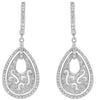 LARGE 1.39CT DIAMOND 18K WHITE GOLD TEAR DROP OPEN FILIGREE FUN HANGING EARRINGS