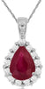1.42CT DIAMOND & AAA RUBY 14KT WHITE GOLD 3D PEAR SHAPE & ROUND FLOATING PENDANT