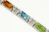 15.40CT DIAMOND & AAA MULTI GEM 14KT WHITE GOLD CUSHION & ROUND TENNIS BRACELET