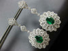 ESTATE EXTRA LARGE 7.34CT DIAMOND & AAA EMERALD 18KT WHITE GOLD HANGING EARRINGS