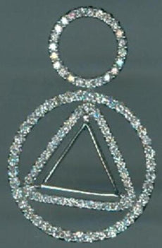 1.04CT DIAMOND 14K WHITE GOLD 3D DOUBLE CIRCULAR TRIANGULAR FUN FLOATING PENDANT