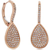 .49CT DIAMOND 14K ROSE GOLD CLASSIC CLUSTER TEAR DROP LEVERBACK HANGING EARRINGS