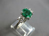 1.69CT DIAMOND & AAA EMERALD 14KT WHITE GOLD OVAL & ROUND ENGAGEMENT RING #27583