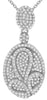 .60CT DIAMOND 14KT WHITE GOLD 3D CLASSIC MULTI LEAF OVAL FLORAL FLOATING PENDANT