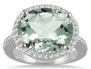 LARGE 8.3CT DIAMOND & AAA GREEN AMETHYST 14KT WHITE GOLD OVAL HALO FILIGREE RING