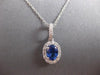 1.28CT DIAMOND & AAA CEYLON SAPPHIRE 14KT WHITE GOLD OVAL HALO FLOATING PENDANT