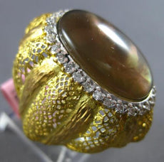 ANTIQUE EXTRA LARGE .90CT DIAMOND & AAA MOTHER OF PEARL 14KT YELLOW GOLD 3D RING