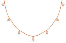 .21CT DIAMOND 14KT ROSE GOLD CLASSIC BEZEL CHANDELIER BY THE YARD LOVE NECKLACE