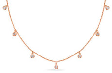 .21CT DIAMOND 14KT ROSE GOLD CLASSIC BEZEL CHANDELIER BY THE YARD LOVE NECKLACE