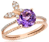 ESTATE 1.92CT DIAMOND & AAA AMETHYST 14KT ROSE GOLD 3D BUTTERFLY LOVE RING