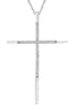 ESTATE .09CT DIAMOND 14KT WHITE GOLD 3D CLASSIC CROSS FLOATING PENDANT