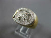WIDE .85CT DIAMOND 14K 2 TONE GOLD LUCKY SIDEWAYS HORSESHOE SOLITAIRE MENS RING