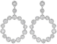 1.70CT DIAMOND 14KT WHITE GOLD MULTI FLOWER CIRCLE OF LIFE FUN HANGING EARRINGS