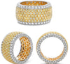 ESTATE 4.32CT WHITE & FANCY YELLOW DIAMOND 18K 2 TONE GOLD ROUND ENGAGEMENT RING