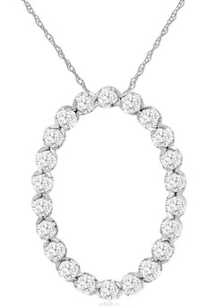 .51CT DIAMOND 14KT WHITE GOLD CLASSIC ROUND OVAL CIRCLE OF LIFE FLOATING PENDANT