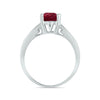2.25CT DIAMOND & AAA RUBY 14KT WHITE GOLD 3D EMERALD CUT & ROUND ENGAGEMENT RING