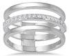 ESTATE .20CT DIAMOND 14KT WHITE GOLD 3D CLASSIC 3 ROW SHARED PRONG FUN RING