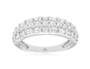 .83CT DIAMOND 14KT WHITE GOLD 3D ROUND & BAGUETTE 3 ROW CLASSIC ANNIVERSARY RING