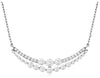 .75CT DIAMOND 14K WHITE GOLD 3D 3 STONE PAST PRESENT FUTURE DOUUBLE BAR NECKLACE