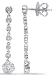 ESTATE .72CT DIAMOND 14KT WHITE GOLD FLOWER BY THE YARD JOURNEY HANGING EARRINGS