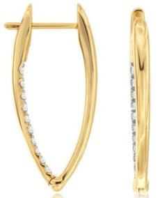.20CT DIAMOND 14KT YELLOW GOLD ROUND CLASSIC ELONGATED V SHAPE HANGING EARRINGS