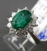 ESTATE LARGE 2.14CT DIAMOND & AAA EMERALD PLATINUM 3D OVAL HALO ENGAGEMENT RING