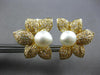 EXTRA LARGE 3.26CT DIAMOND & AAA SOUTH SEA PEARL 18K YELLOW GOLD FLOWER EARRINGS