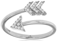 ESTATE .10CT DIAMOND 14KT WHITE GOLD 3D CLASSIC ARROW TO YOUR HEART LOVE RING