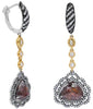 7.22CT WHITE ROSE & ICE DIAMOND 18KT WHITE YELLOW & BLACK GOLD HANGING EARRINGS