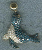 2.11CT WHITE & BLUE DIAMOND 14KT YELLOW GOLD HAPPY SEA LION FUN FLOATING PENDANT