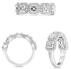 2.83CT DIAMOND PLATINUM ASSCHER & ROUND SEMI ETERNITY WEDDING ANNIVERSARY RING