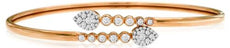 .77CT DIAMOND 14K ROSE GOLD ROUND CRISS CROSS SNAKE FLEXIBLE FUN BANGLE BRACELET