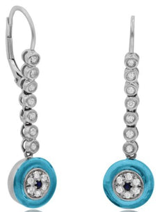 1.39CT DIAMOND & AAA SAPPHIRE & BLUE TOPAZ 14KT WHITE GOLD 3D LEVERBACK EARRINGS