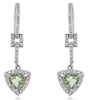 1.13CT DIAMOND & AAA GREEN AMETHYST 14K WHITE GOLD TRILLION & ROUND FUN EARRINGS
