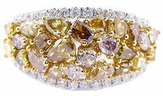2.92CT MULTI COLOR DIAMOND 18KT 2 TONE GOLD GRADUATING WEDDING ANNIVERSARY RING