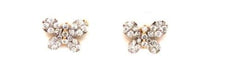 ESTATE.46CT DIAMOND 18KT WHITE GOLD 3D CLASSIC BUTTERFLY LOVE STUD EARRINGS
