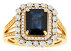 LARGE 2.63CT DIAMOND & AAA SAPPHIRE 14KT 2 TONE GOLD EMERALD CUT ENGAGEMENT RING