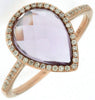 Estate 2.41Ct Diamond & AAA Amethyst 14Kt Rose Gold 3D Pear Shape & Round Halo Fun Ring