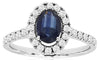1.47CT DIAMOND & AAA SAPPHIRE 14KT WHITE GOLD 3D OVAL & ROUND ENGAGEMENT RING