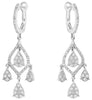 1.13CT DIAMOND 14K WHITE GOLD 3D MULTI TEAR DROP CHANDELIER FUN HANGING EARRINGS