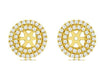 ESTATE .58CT DIAMOND 14KT YELLOW GOLD DOUBLE HALO ROUND SQUARE EARRINGS JACKETS