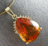 LARGE 15.37CT DIAMOND & AAA CITRINE 14KT YELLOW GOLD PEAR SHAPE & ROUND PENDANT