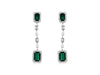 2.27CT DIAMOND & AAA EMERALD 14K WHITE GOLD ROUND & EMERALD CUT HANGING EARRINGS