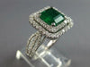 LARGE 3.08CT DIAMOND & AAA EMERALD 14K WHITE GOLD 3D HALO ENGAGEMENT RING #27577