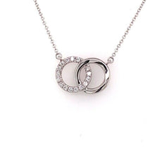 ESTATE .18CT DIAMOND 18KT WHITE GOLD 3D CLASSIC ROUND LOVE KNOT FUN NECKLACE