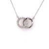 ESTATE .18CT DIAMOND 18KT WHITE GOLD 3D CLASSIC ROUND LOVE KNOT FUN NECKLACE