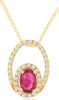 .70CT DIAMOND & AAA RUBY 14KT YELLOW GOLD 3D OVAL & ROUND FUN FLAOTING PENDANT