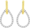 .51CT DIAMOND 14K TWO-TONE GOLD 3D OPEN TEAR DROP LOVE KNOT FUN HANGING EARRINGS