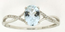 .72CT DIAMOND & AAA AQUAMARINE 14KT WHITE GOLD OVAL & ROUND INFINITY LOVE RING